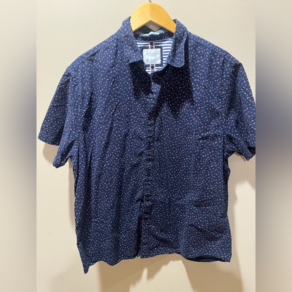 Cactus Dark Blue Casual Button Down Shirt